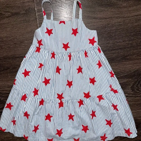 Carter's Blue and White Striped Toddler Dress with Red Stars - Picture 1 of 3
